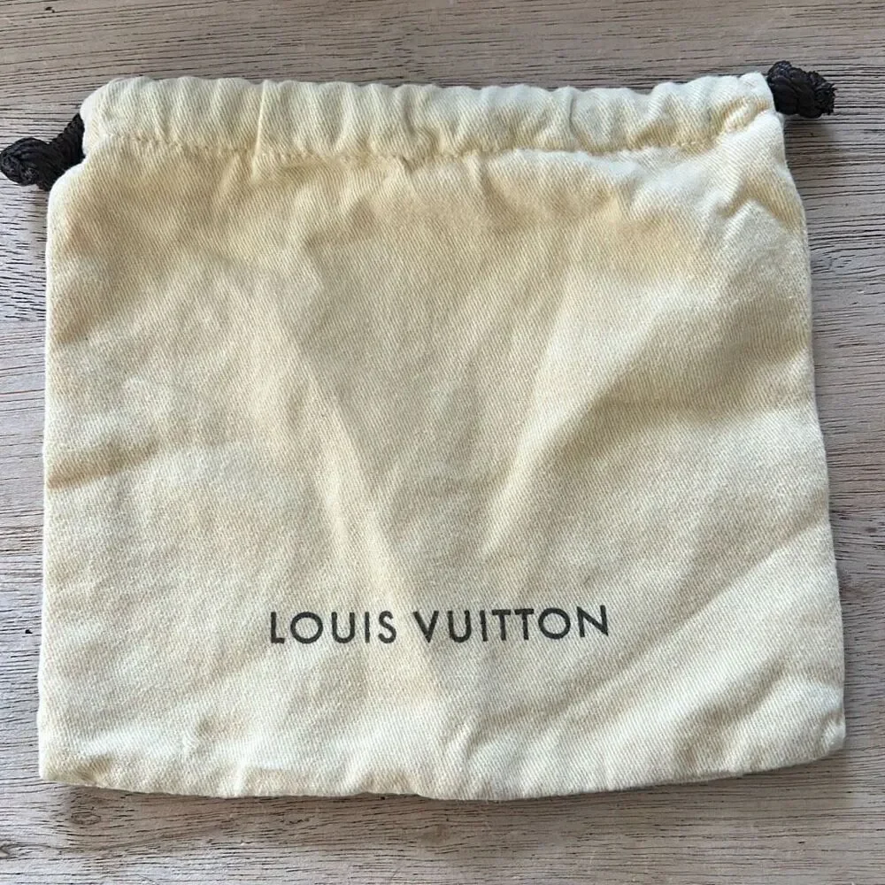 Louis Vuitton beige dust bag small 8x7 brown drawstring